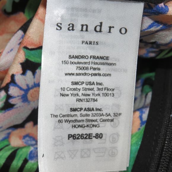 Sandro Green Floral Print V-Neck Eudelin Silk Romper - Picture 11 of 13